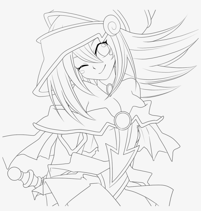 Resized To 85% Of Original Loading Dark Magician Girl - Line Art, transparent png