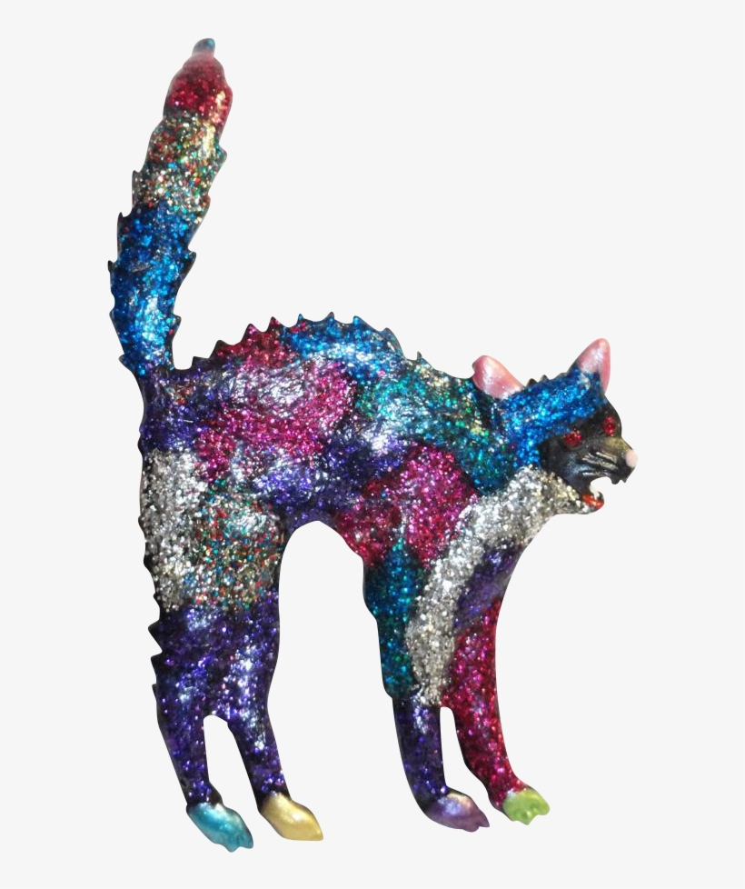 Jj Glitter Enamel Scaredy Cat Brooch - Bobcat, transparent png