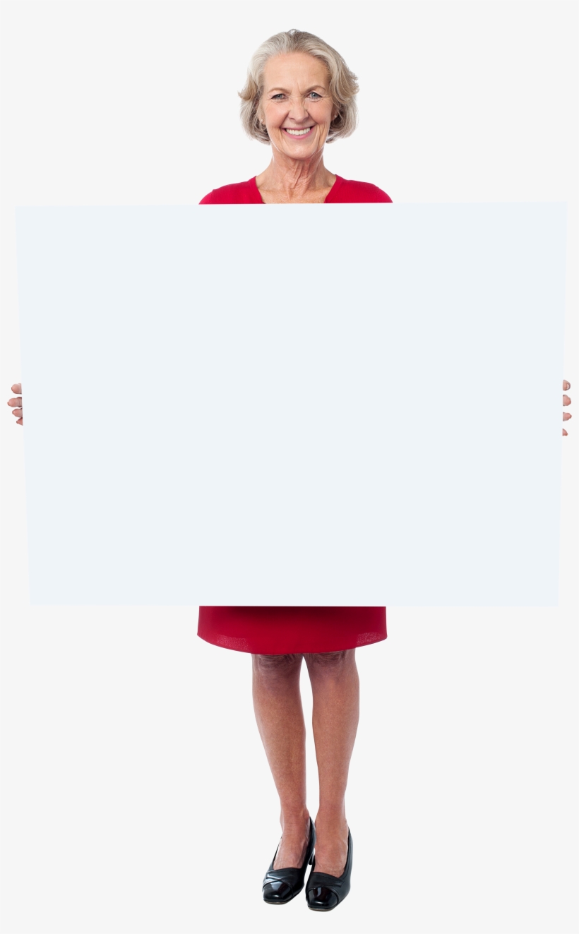 Old Women Holding Banner Png - Woman Holding A Sign Transparent Background, transparent png