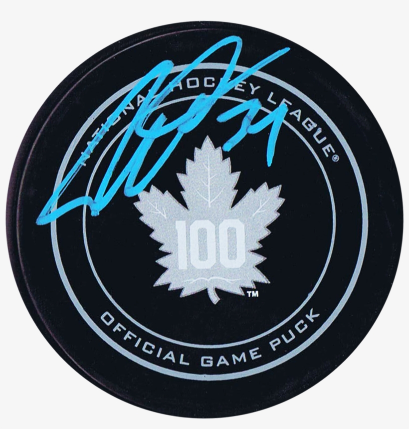 Auston Matthews Toronto Maple Leafs Autographed Centennial - Toronto Maple Leafs 2018 Puck, transparent png