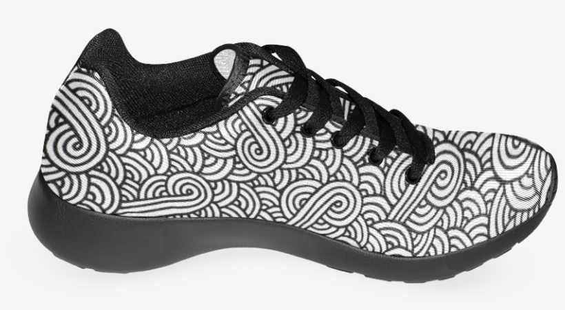 Black And White Swirls Zentangle Women's Running Shoes - Shoe, transparent png