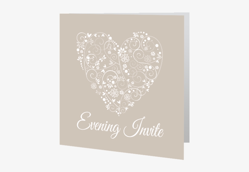 Evening White Heart With Swirls 3d - Wedding Card, transparent png