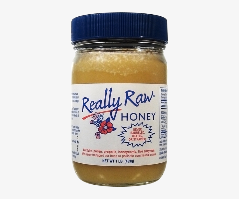 Really Raw Honey Jar-1 Lb - Really Raw Honey - 8 Oz Jar, transparent png