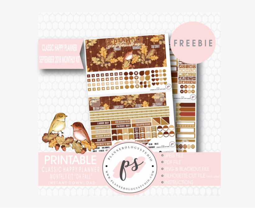 Oh Fall Classic Happy Planner September 2018 Monthly - Brochure, transparent png