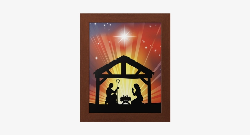 Traditional Christian Christmas Nativity Scene Framed - Christmas Day Images Religious, transparent png