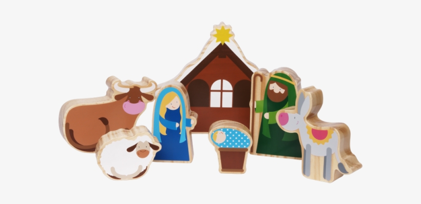 Wooden Nativity Scene Playing Fun, 7pts - Weihnachtskrippe Zum Spielen, 7-tlg., transparent png