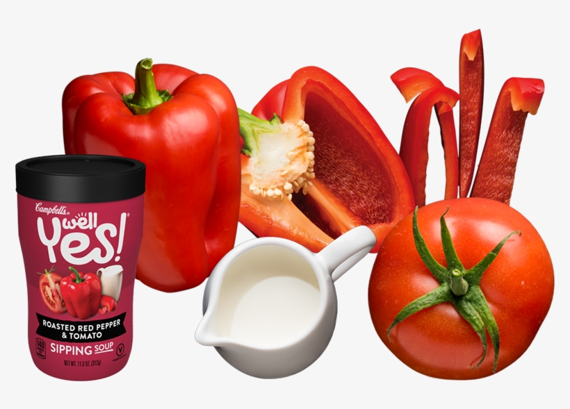 Roasted Red Pepper & Tomato Sipping Soup - Campbells Well Yes! Soup, Hearty Tomato With Toasted, transparent png