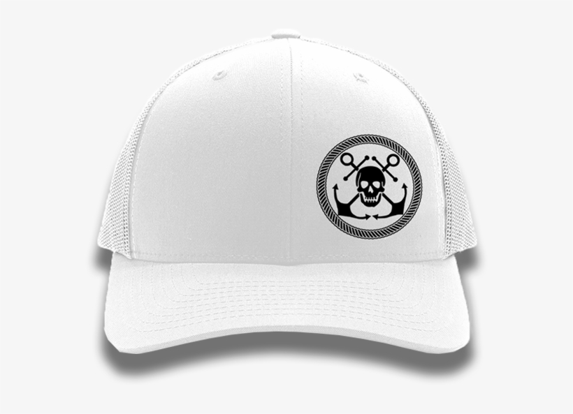 White Anchor & Skull Flexfit Trucker Hat - Flexfit Mænd Mesh Trucker Cap, transparent png