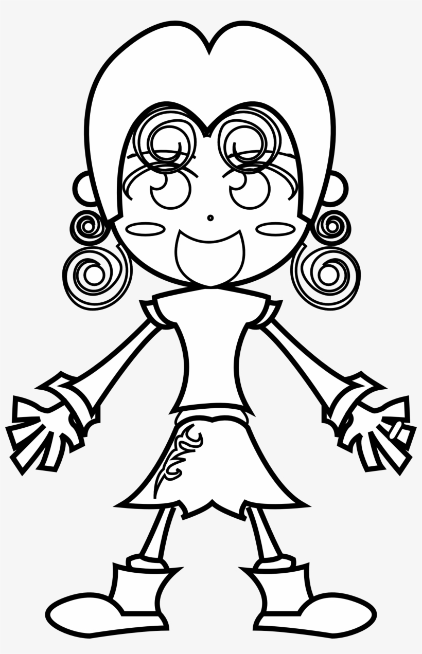 Cool Coloring Book Pages For Girls Free Download - Pink Girl Cartoon Art Shower Curtain, transparent png
