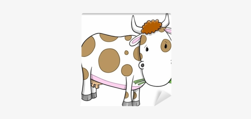 Cute Farm Cow Vector Illustration Art Wall Mural • - Cattle, transparent png