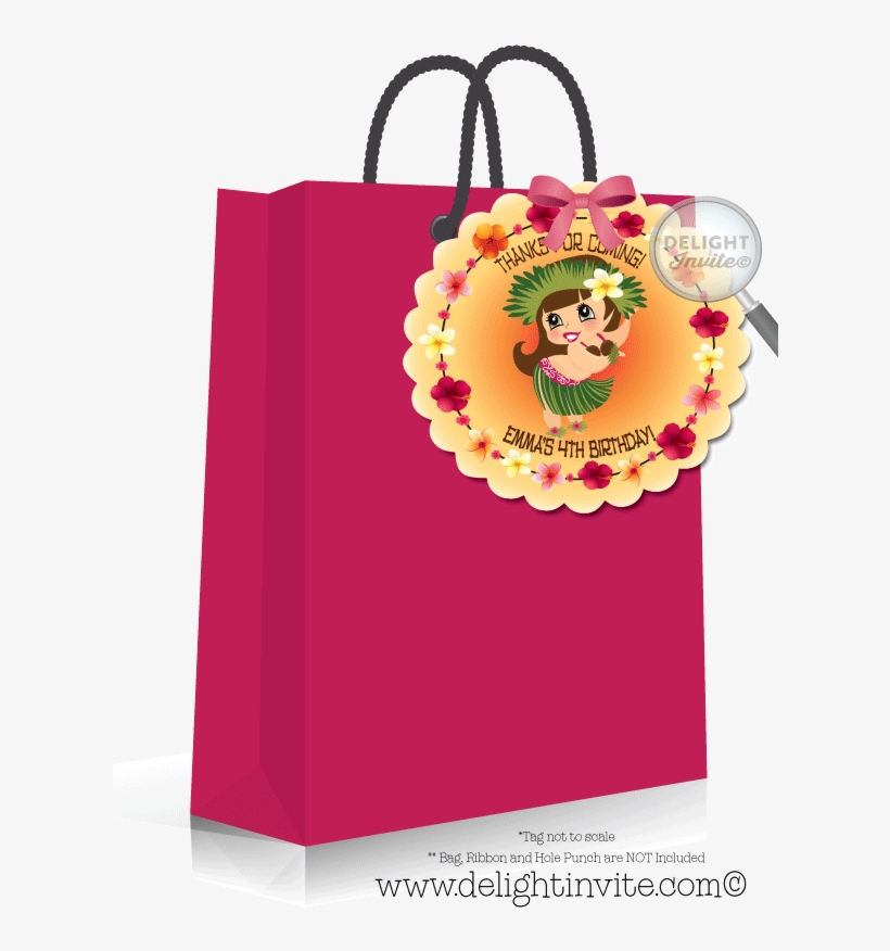 Hawaiian Hula Girl Birthday Favor Tag - 40th Birthday Black Thank You Tag, transparent png