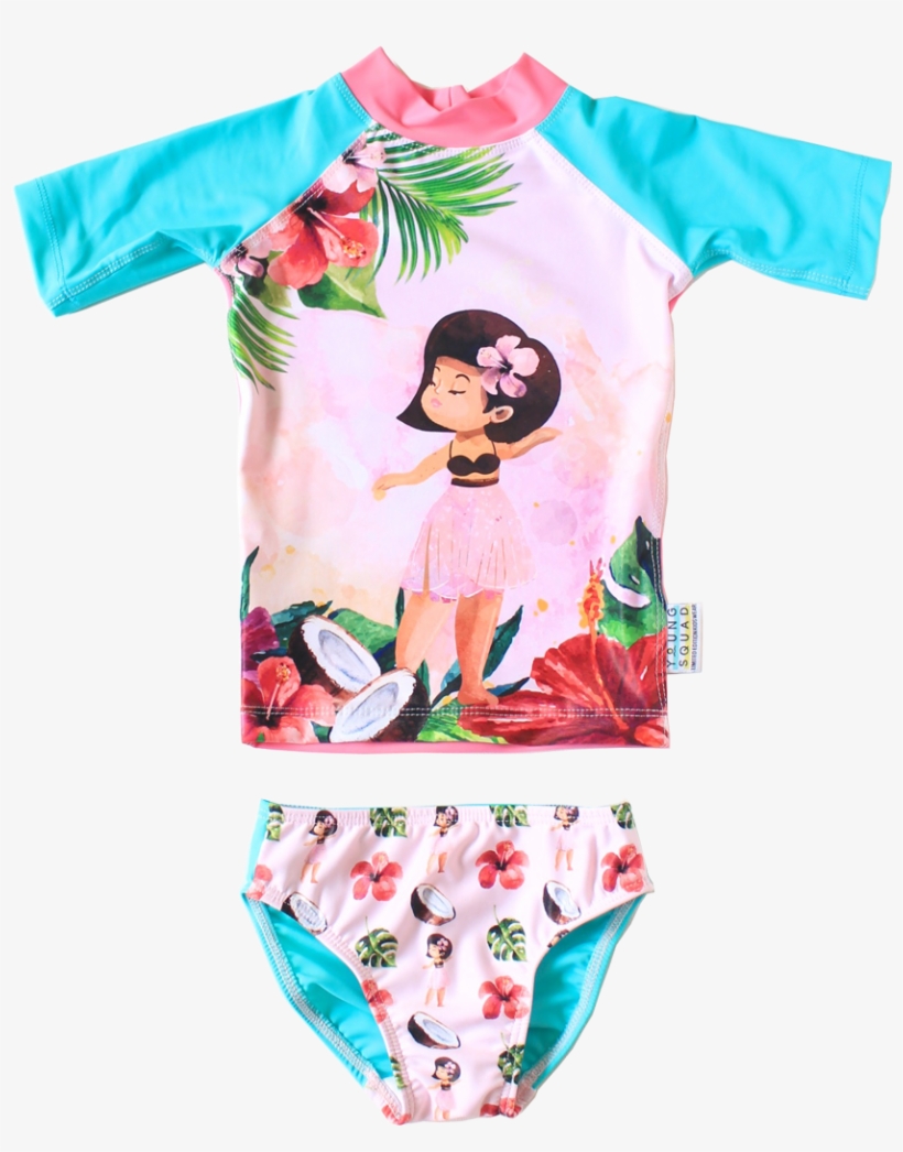 Girls Rash Vest And Pants Hula Girl - Rash Guard, transparent png