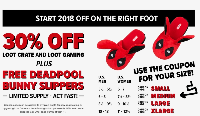 Get 30% Off When You Subscribe To Any Loot Crate & - Deadpool 7 11 Code, transparent png