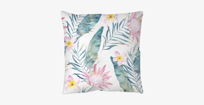 Watercolor African Protea And Tropical Leaves Pattern - Protea Flower, transparent png