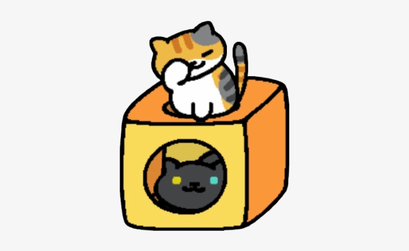 Tabitha Washing On The Orange Cube While Pepper Just - Neko Atsume Tabitha Fan Art, transparent png