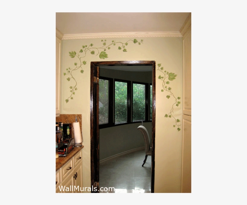 Painted Ivy On Wal In Kitchen - Window Borders Wall Painting Designs - 800x600 PNG Download - PNGkit