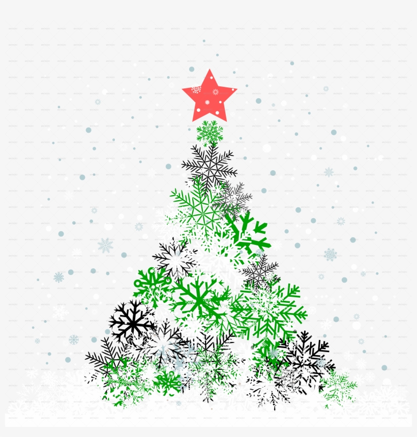 Snow Feer-tree With Red Star - Tree, transparent png
