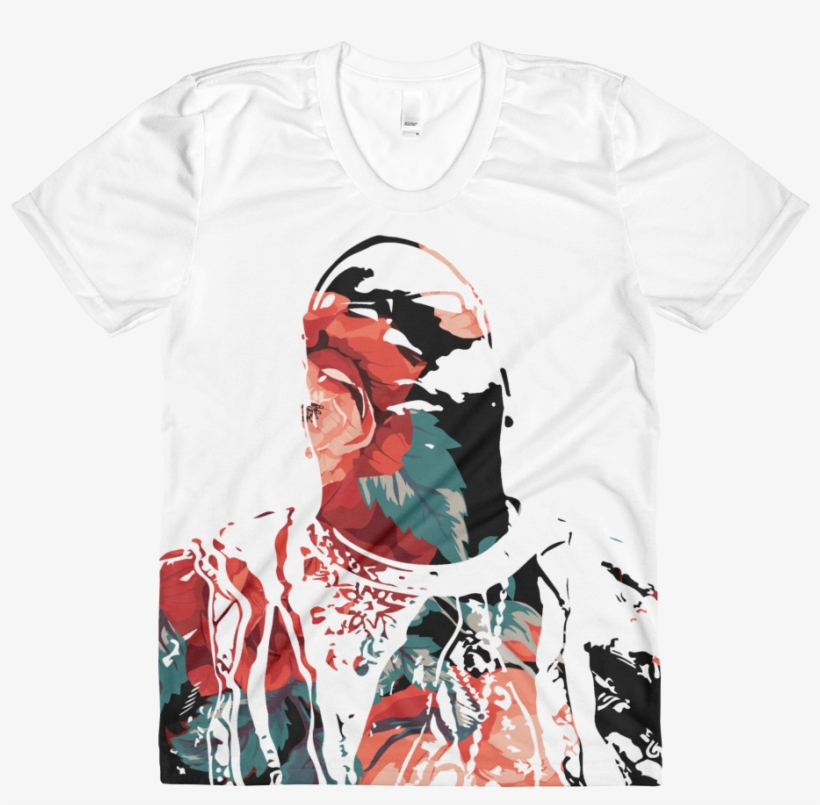 Biggie Floral Roses All Over Print Ladies Crew T Shirt - Active Shirt, transparent png