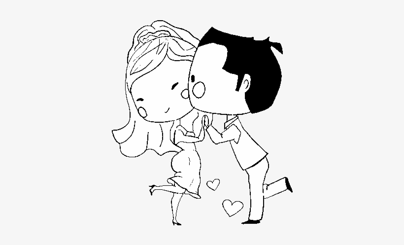 Dibujo De Novios Bailando Enamorados Para Colorear - Cute Wedding Cartoon, transparent png