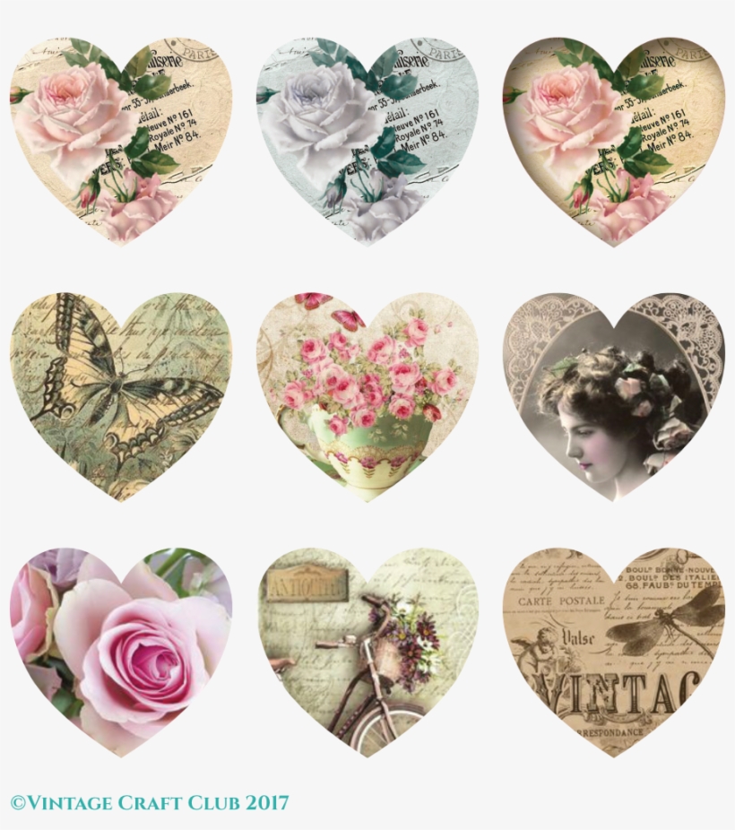 Vintage Valentine Heart Printables, transparent png