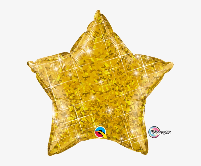 Gold Holographic Star 20" Foil Balloon - 20" Jewel Red Holographic Star Balloon, transparent png