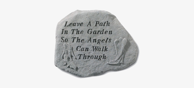 Gray Stone With Engraved Phrase And Angels - Leave A Path In The Garden - Memorial Stone - Perfect, transparent png