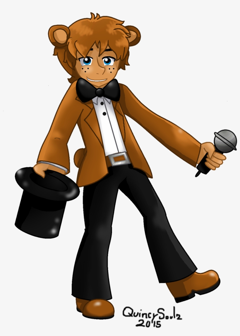 Clipart Black And White Fazbear By Quincysoulz On Deviantart - Freddy Fazbear As A Human, transparent png