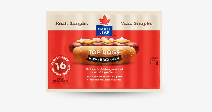 Maple Leaf Top Dogs Bbq Format Hot Dogs Family Size - Top Dogs Bbq, transparent png