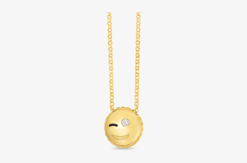 Roberto Coin Wink Emoji Pendant With Diamonds - Chain, transparent png