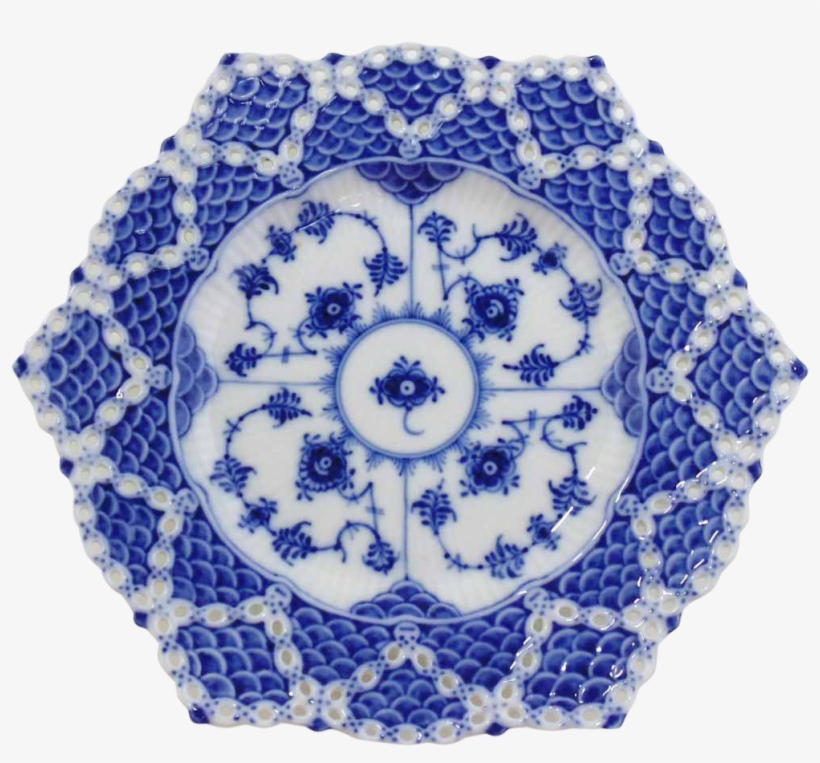 Royal Copenhagen Blue Fluted Double Lace Plate - Royal Copenhagen Blue Fluted Full Lace 8.25" Plate, transparent png