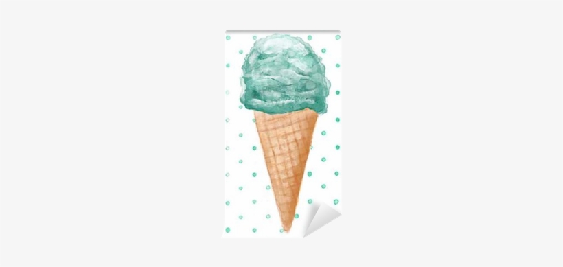 Watercolor Ice Cream Cone On Seamless Background Hand - Watercolor Ice Cream Cone, transparent png