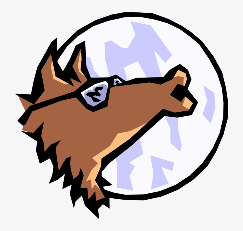 Vector Illustration Of Howling Wolf Howls At The Moon - Blue Coyote, transparent png
