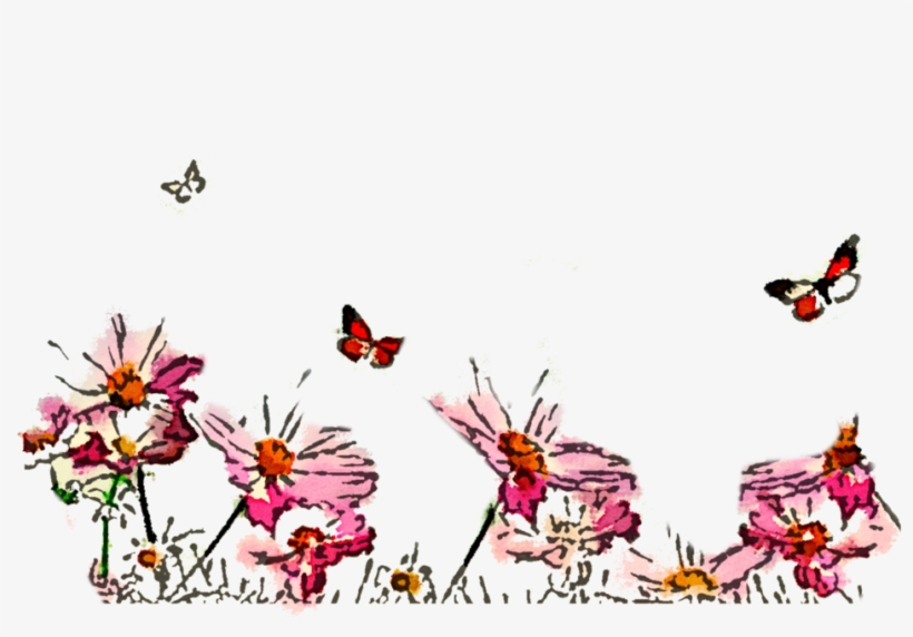 Clipart Grass Butterfly - High Resolution Flowers Watercolor, transparent png