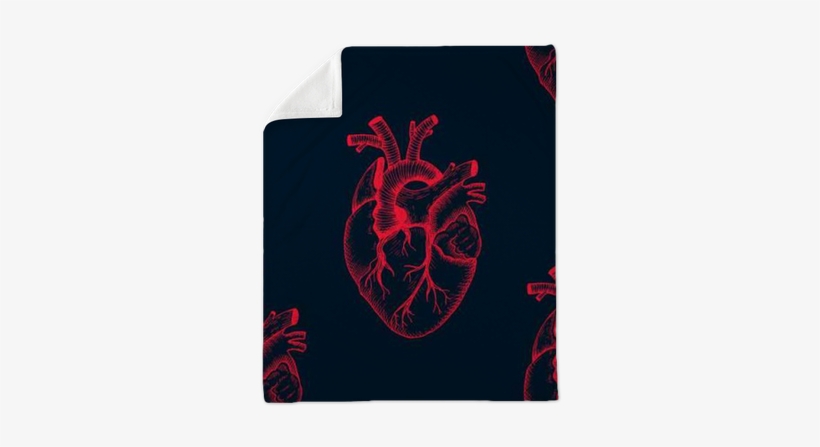 Vector Vintage Style Detailed Illustration, Seamless - Abstract Anatomical Heart, transparent png