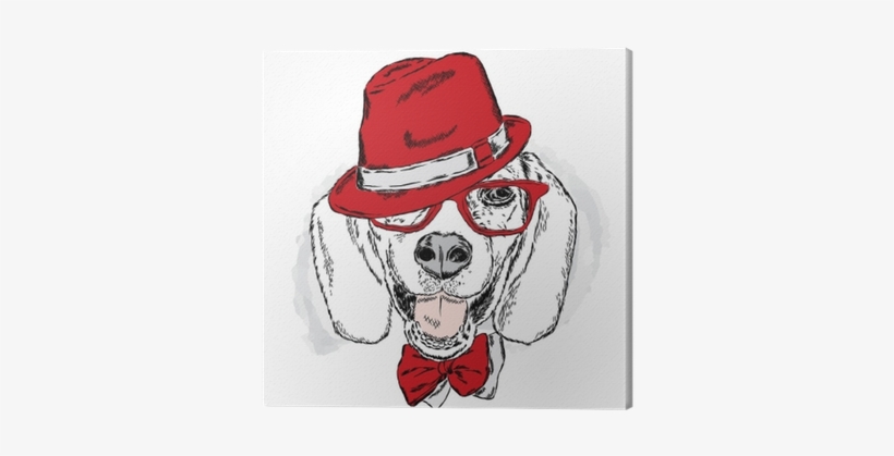 Funny Dog With Hat And Glasses - Laima Bz061 Dog With Earphone Pattern Pillow Case, transparent png