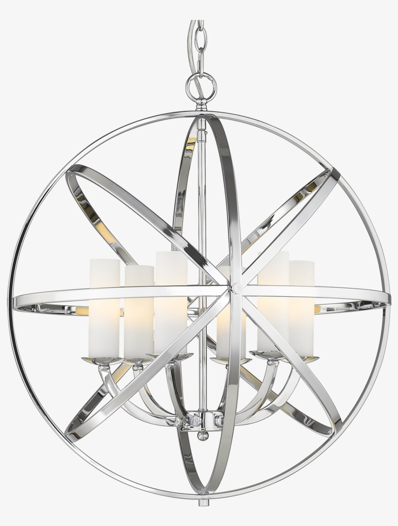 6 Light Orb Ceiling Lamp, Chrome Glass Chandelier Belle - Lampa W Stylu Nowojorskim, transparent png
