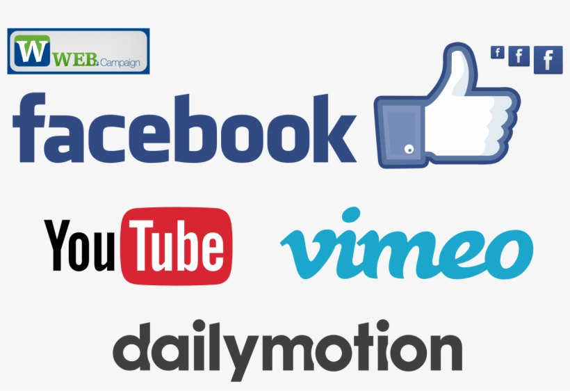 Facebook Youtube Vimeo And Dailymotion Text Logos Free - Youtube Vimeo Dailymotion, transparent png
