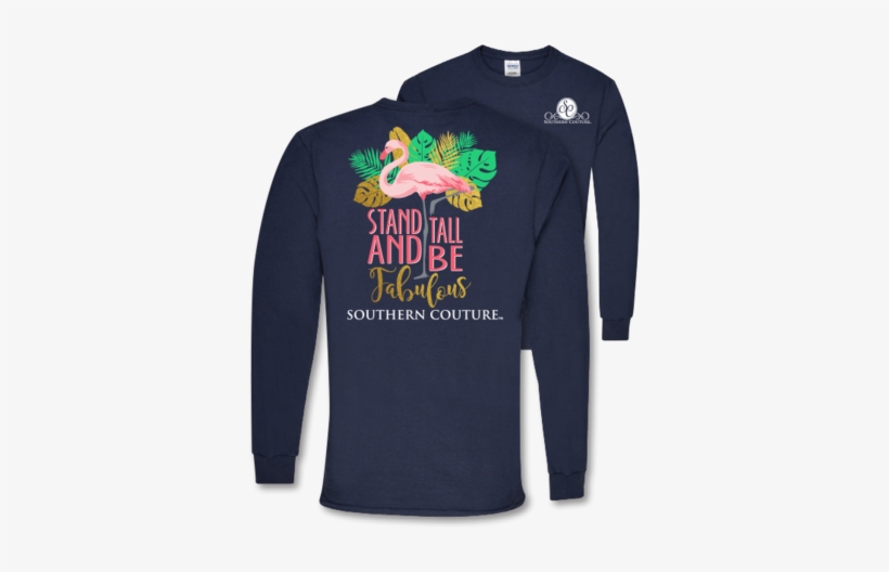 Southern Couture Preppy Fabulous Flamingo Long Sleeve - Expressyourselfbysta Southern Couture, Fabulous Flamingo,, transparent png