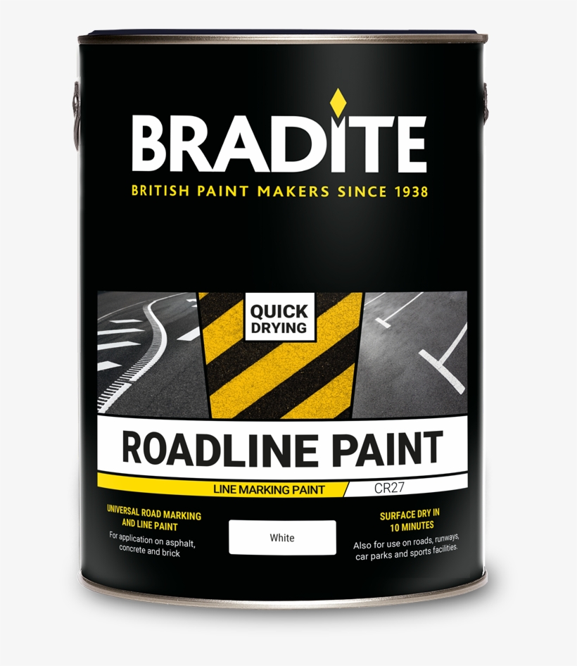 A Quick Drying, Universal Road Marking And Line Paint - Bradite 5lt Roadline Paint White, transparent png