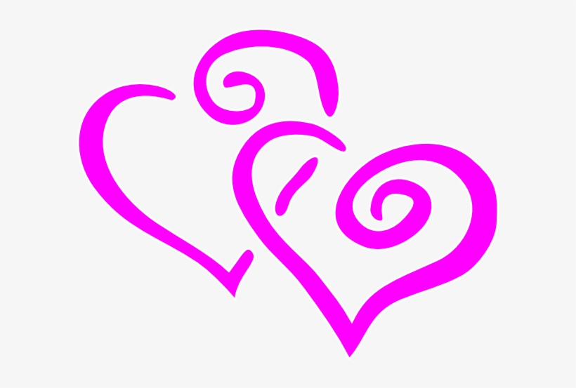 Hot Pink Intertwined Hearts Clip Art - Gold Hearts Clip Art, transparent png