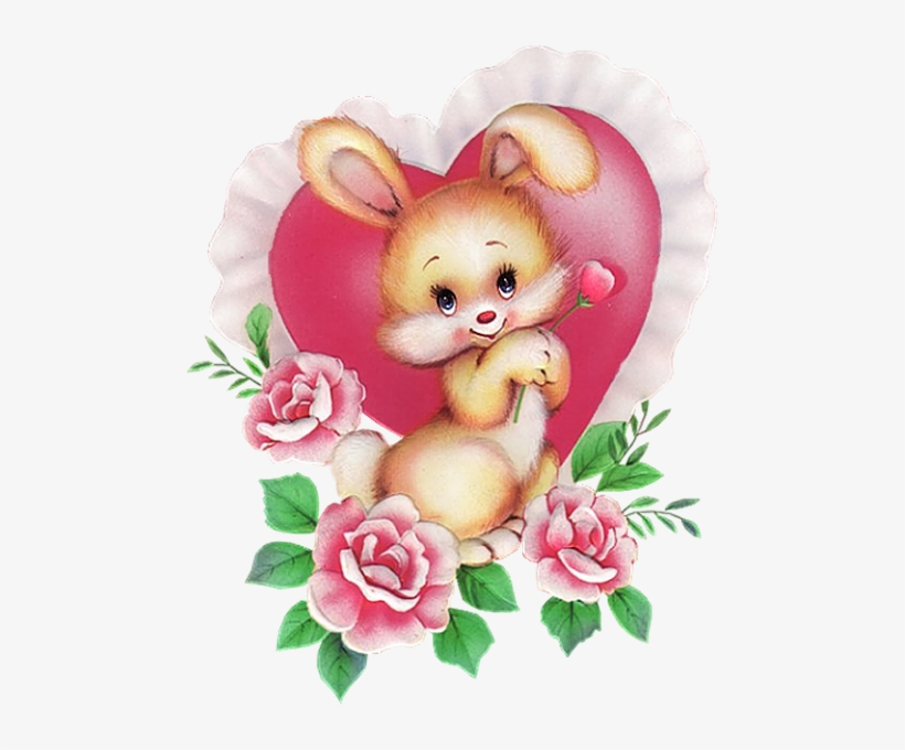 Bunny With Pink Heart Png Picture - Good Afternoon Rabbit, transparent png