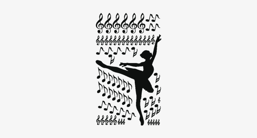 Adesivo De Parede Bailarina Com Notas Musicais - Music, transparent png