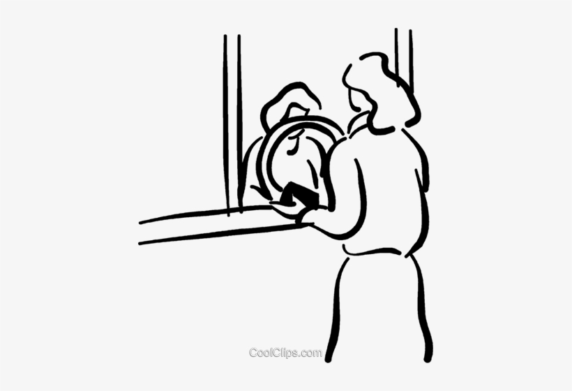 Woman At Ticket Window Royalty Free Vector Clip Art - Fahrkartenschalter Clipart, transparent png