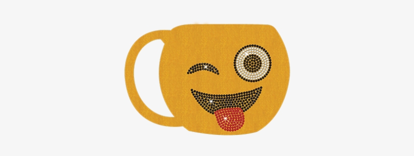 Happy Cup Face Emoji Design With Rhinestone & Fabric - Design, transparent png