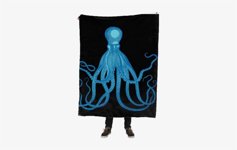 Deep Blue Octopus Fleece Blanket - Exquisite Vintage Octopus In Earth Shower Curtain, transparent png