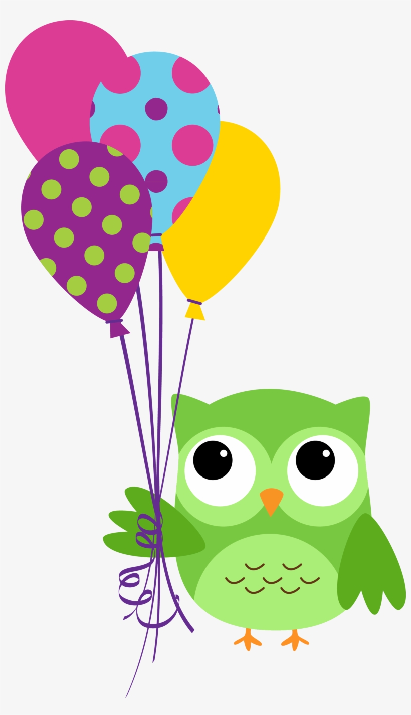 Balloons Clipart Owl - Buho Animado Con Globos, transparent png