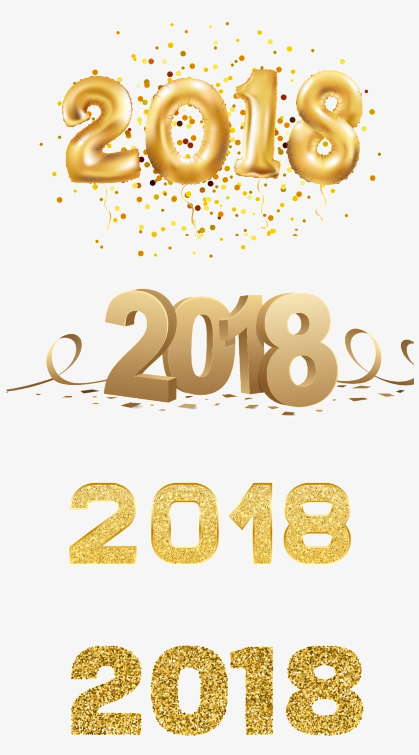 Gold Powder 2018 New Year Art Word - Portable Network Graphics, transparent png