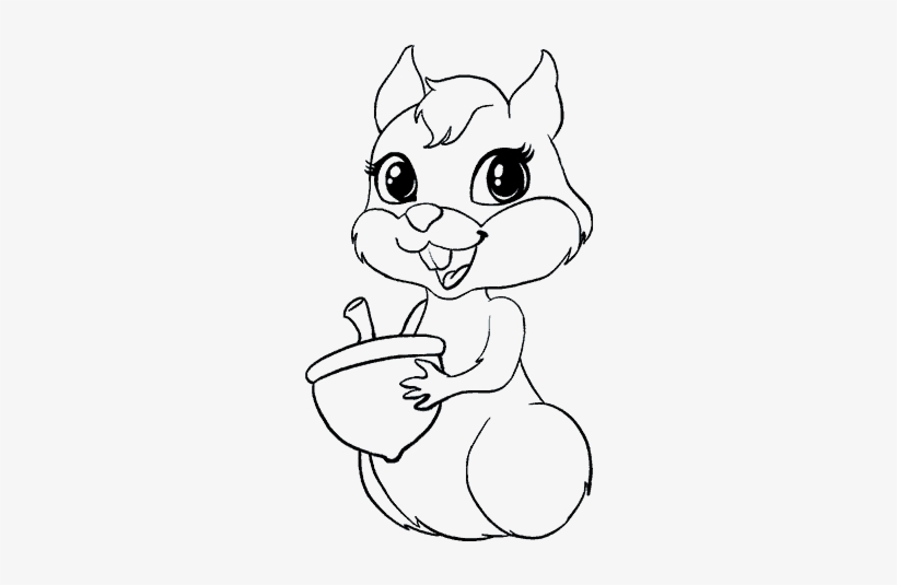 How To Draw A Squirrel - Cartoon Charecter Line Drawing, transparent png