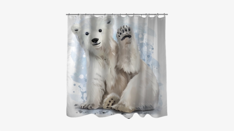 Polar Bear Watercolor Painting Shower Curtain • Pixers® - Polar Bear Watercolor Painting, transparent png