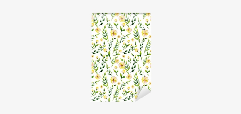 Seamless Watercolor Yellow Flower And Herbs Set - Paper, transparent png